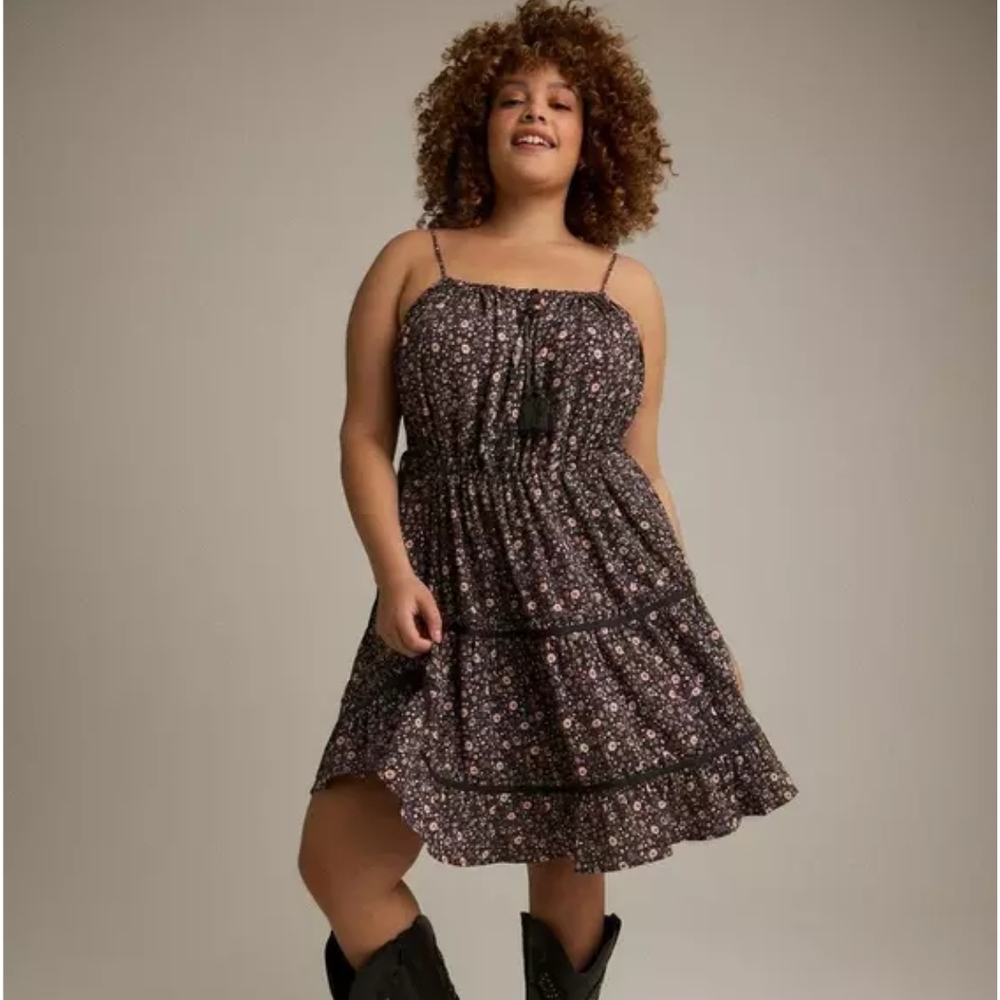 Torrid Black Floral Mini Dress